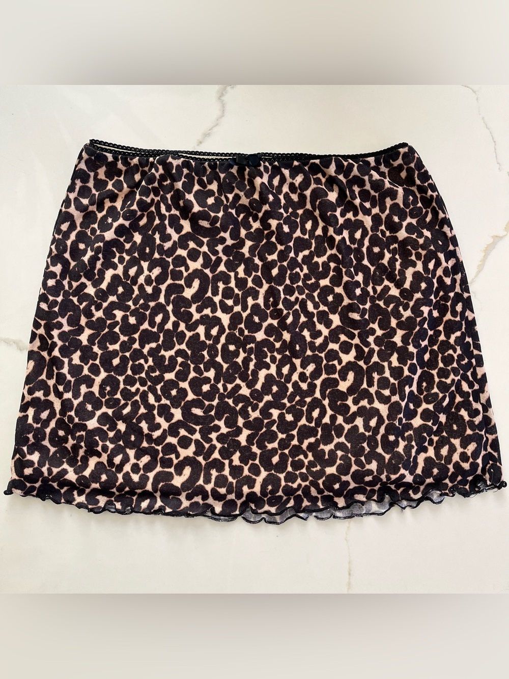 Wild Fable Leopard Print Mini Skirt w/ Lettuce Hem Medium